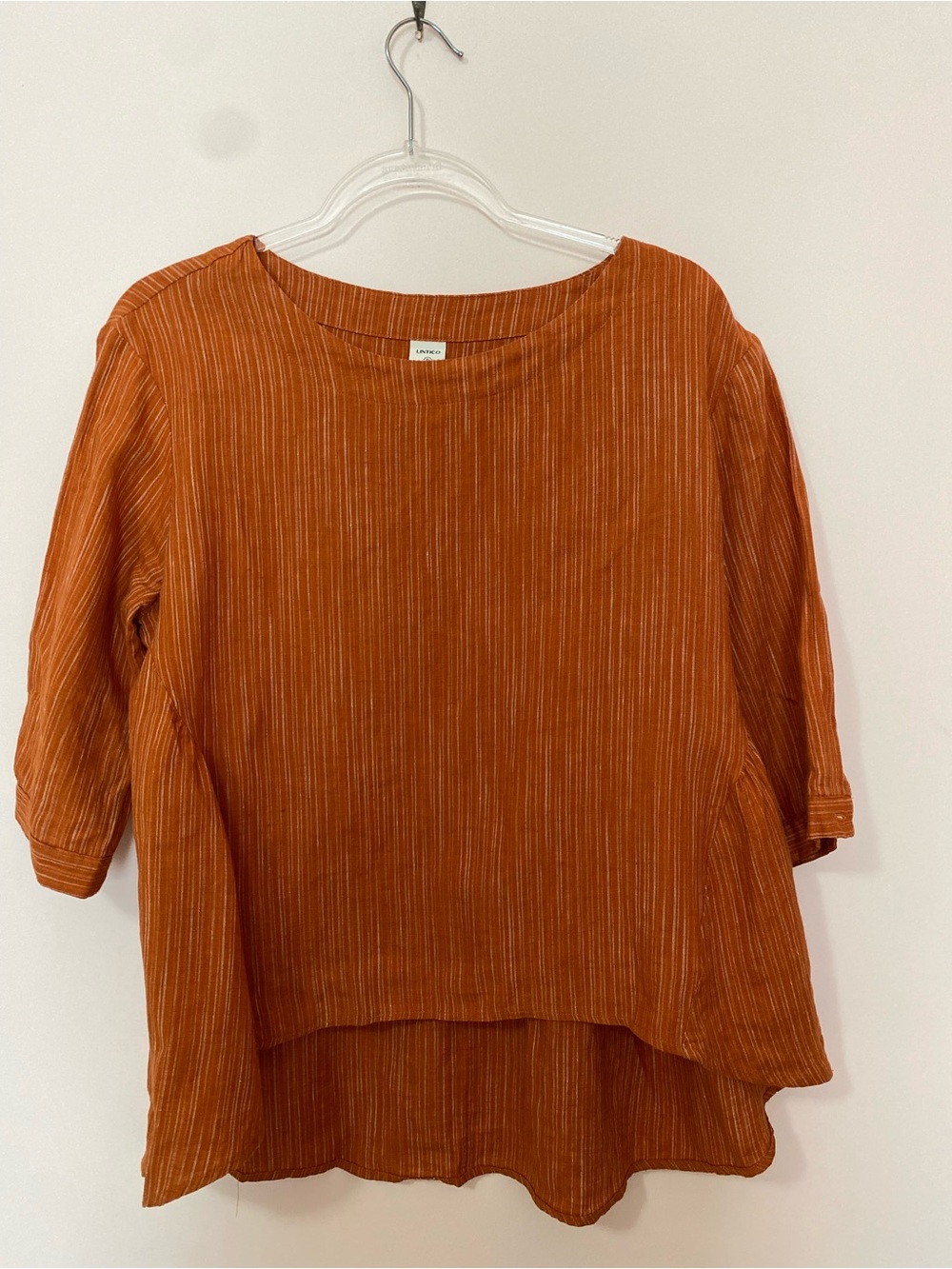 Lintico 100% linen Florence round neck artistic stripe top